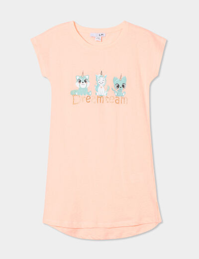 Chemise de nuit courte orange fluo fille