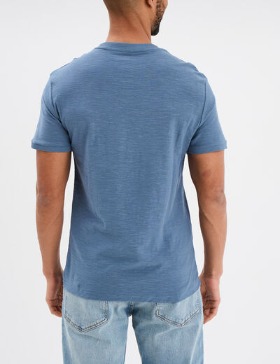 T-shirt droit manches courtes coton bleu foncé homme