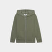 Sweat zipp&eacute; &agrave; capuche molleton vert kaki gar&ccedil;on