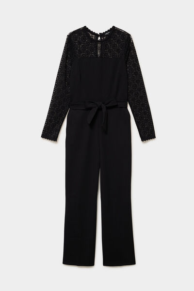 Combinaison pantalon avec dentelle noir femme
