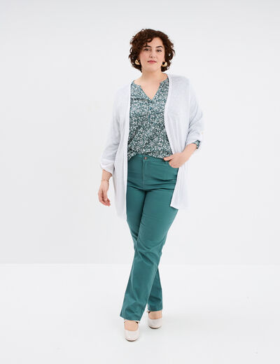 Gilet long manches longues blanc femme grande taille