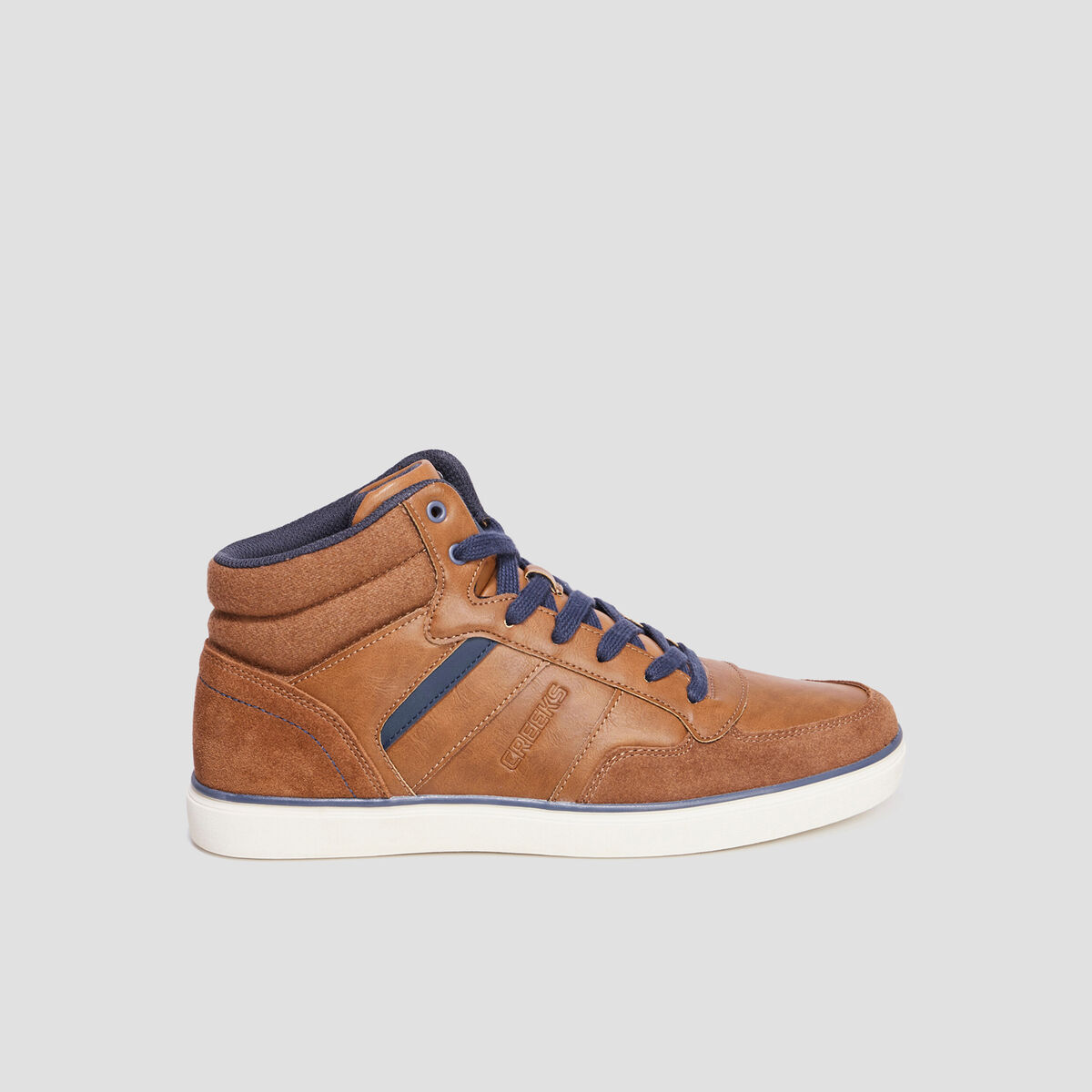Baskets montantes &agrave; lacets marron homme
