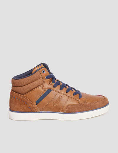 Baskets montantes à lacets marron homme