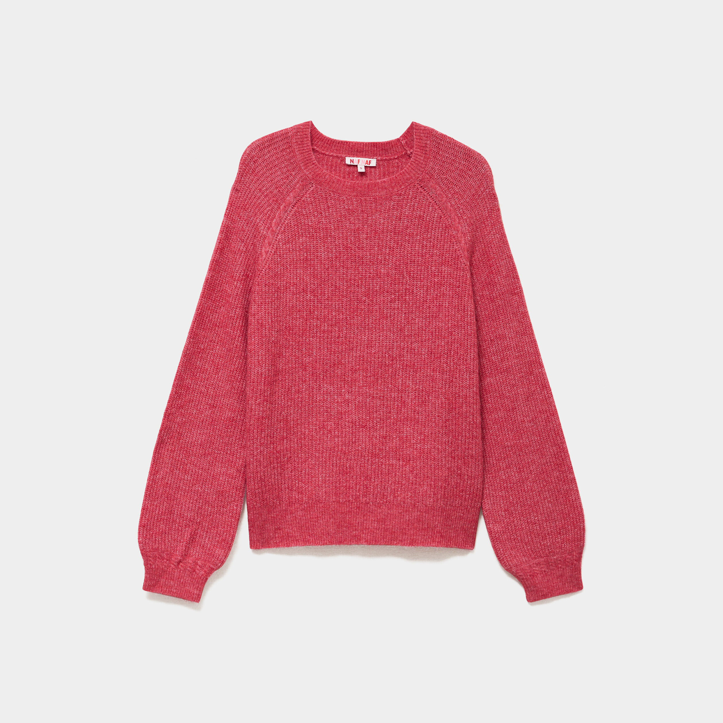 Pull col rond manches longues rose cerise femme