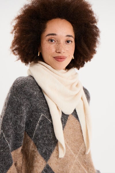 &Eacute;charpe triangulaire en maille douce blanc femme