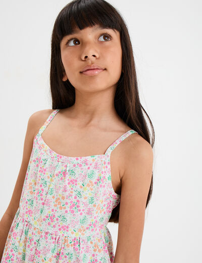 Robe courte à bretelles fines ecru fille