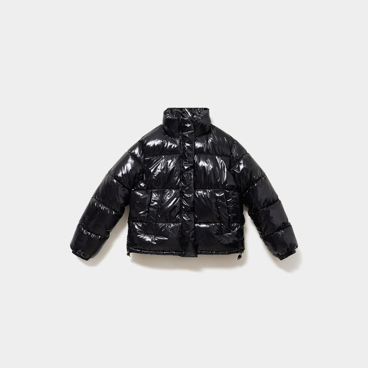 Doudoune courte oversize col montant noir femme