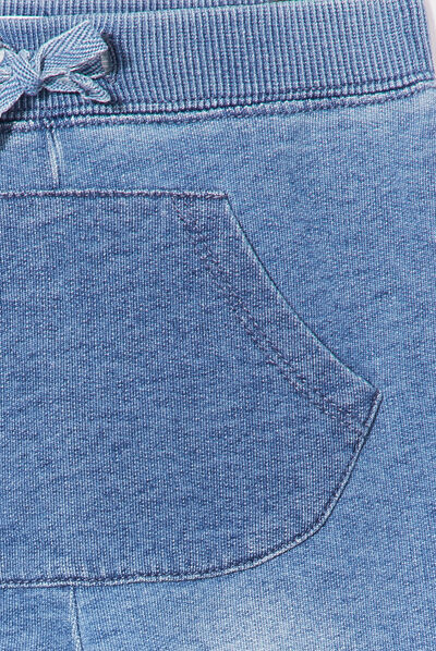 Pantalon droit taille élastiquée en jean denim stone bébé garçon