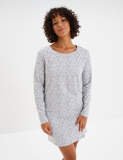 Chemise de nuit manches longues gris clair femme
