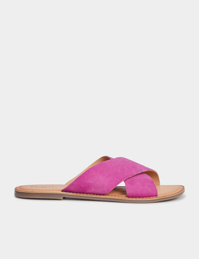 Mules brides croisées en cuir Kickers violet femme