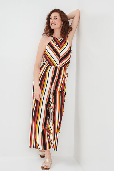 Combinaison pantalon jambes larges multicolore femme
