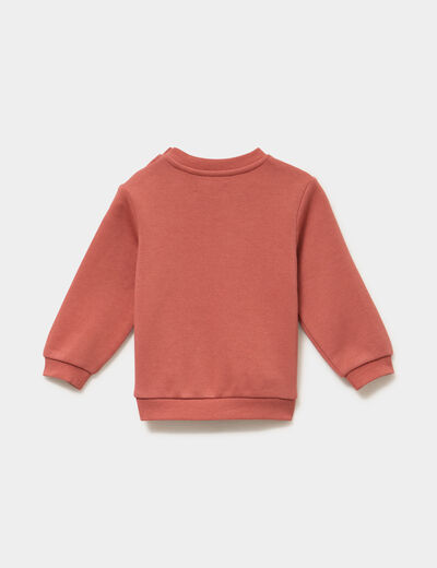 Sweat poche ventrale et &eacute;paule boutonn&eacute;e terracotta b&eacute;b&eacute; gar&ccedil;on