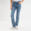 Jean denim droit en coton denim stone femme