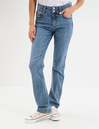 Jean denim droit en coton denim stone femme
