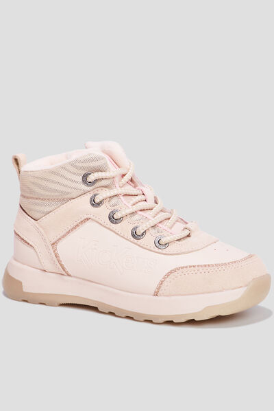 Bottines zippées Kickers Fauna rose fille