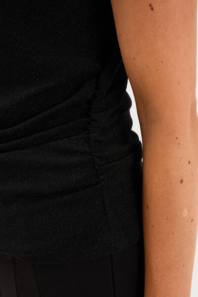 D&eacute;bardeur fronces et paillettes noir femme