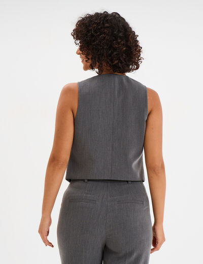 Gilet Barman sans manches ajusté gris foncé femme