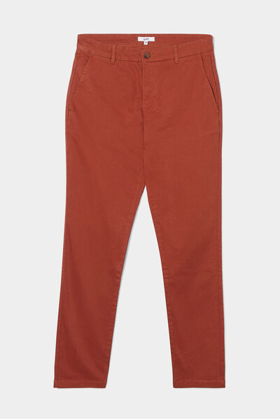 Pantalon chino slim coton marron foncé homme