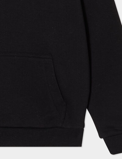 Sweat &agrave; capuche hoodie relax molleton noir fille
