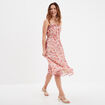 Robe midi à bretelles taille élastiquée ecru femme