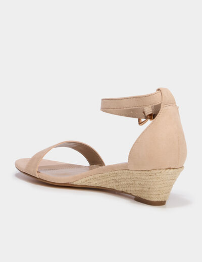 Sandales &agrave; talons compens&eacute;s creme femme