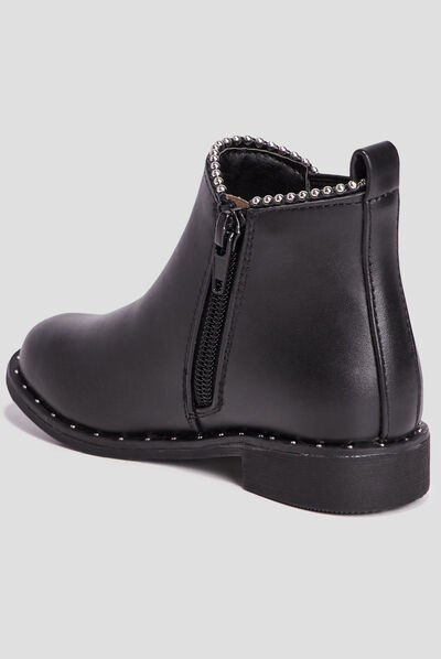 Bottines chelsea zippées à clous noir fille