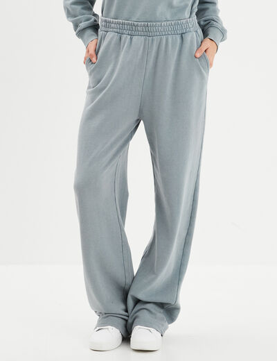 Pantalon de jogging large élastiqué gris femme