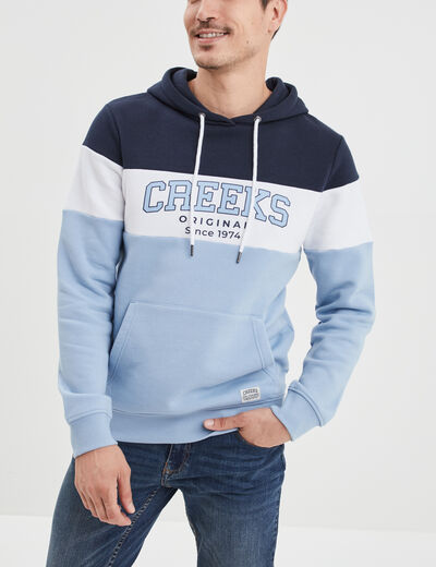 Sweat &agrave; capuche hoodie molleton Creeks bleu ciel homme
