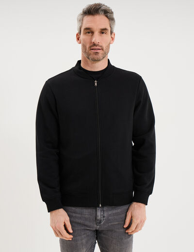 Gilet molletonn&eacute; zipp&eacute; col teddy noir homme
