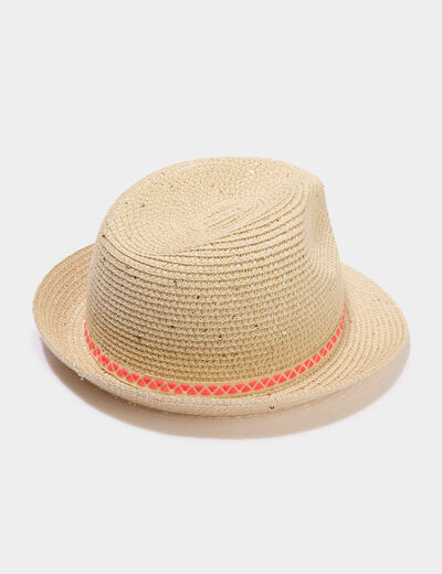 Chapeau de paille avec sequins sable fille