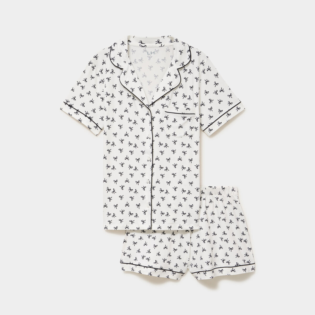 Ensemble pyjama chemise et short ecru femme