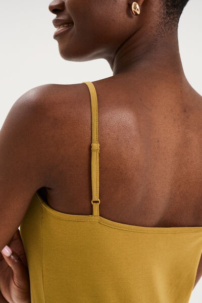 D&eacute;bardeur coton bretelles r&eacute;glables vert olive femme