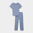 Ensemble pyjama t-shirt pantalon coton bleu gris femme