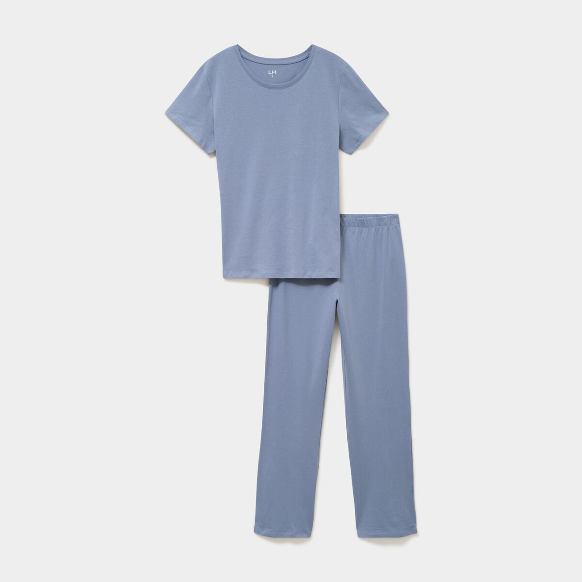 Ensemble pyjama t-shirt pantalon coton bleu gris femme