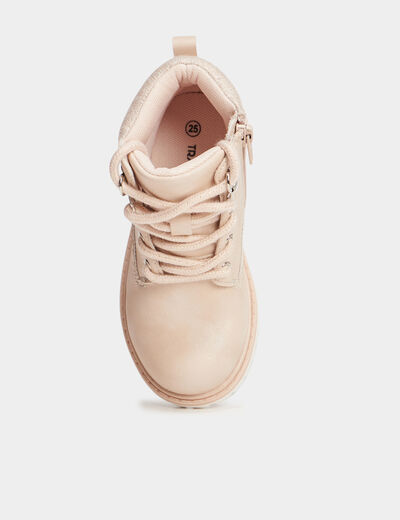 Boots zippées à lacets Trappeur rose clair fille