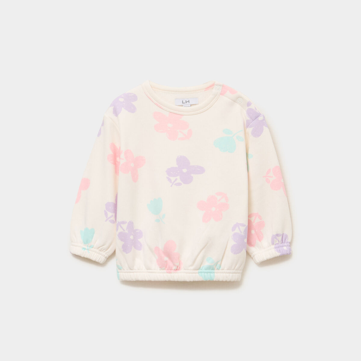 Sweat molletonn&eacute; manches longues creme b&eacute;b&eacute; fille