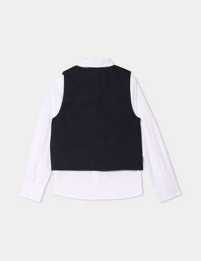 Ensemble 3 pièces chemise veste noeud noir garçon