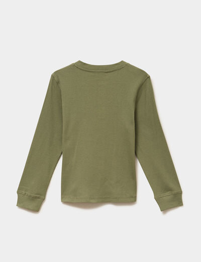 Ensemble pyjama c&ocirc;tel&eacute; pantalon t-shirt vert kaki gar&ccedil;on