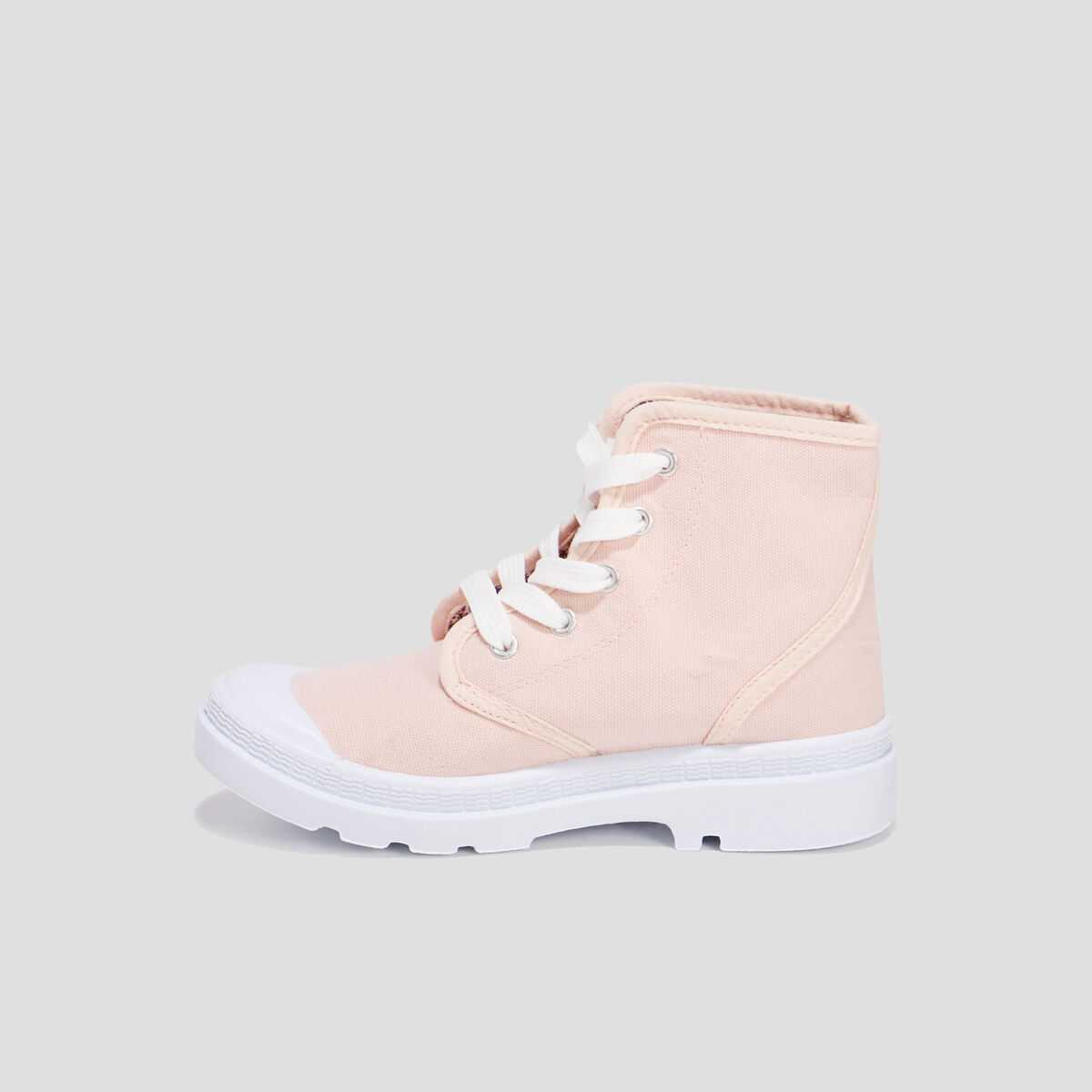 Baskets montantes crantées en toile rose fille