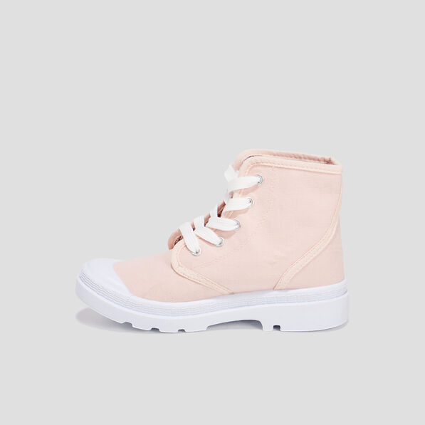 Baskets montantes crantées en toile rose fille