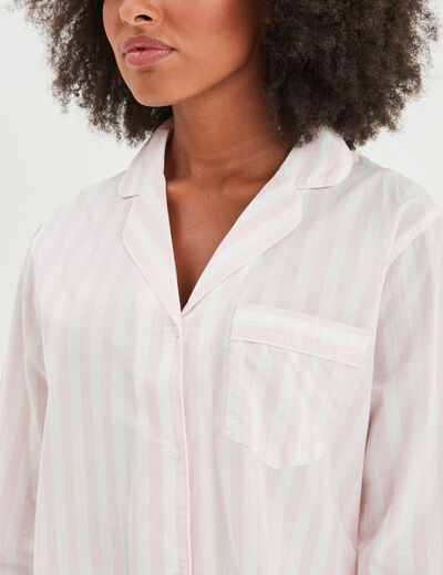 Ensemble pyjama pantalon chemise coton ecru femme