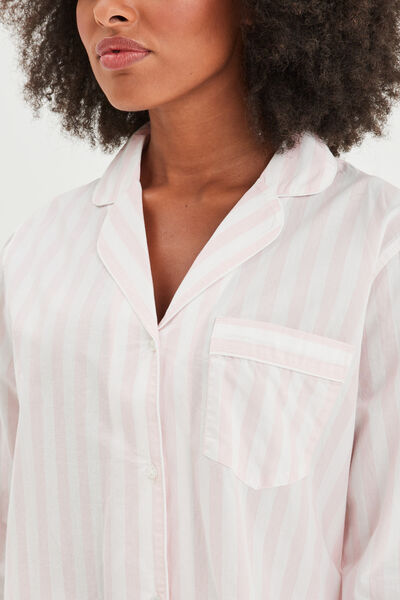 Ensemble pyjama pantalon chemise coton ecru femme