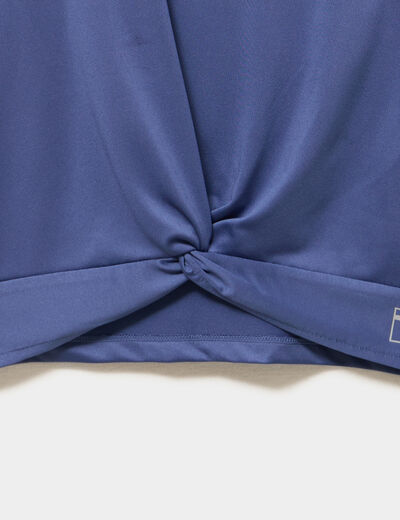 T-shirt sport manches courtes effet nou&eacute; bleu gris fille