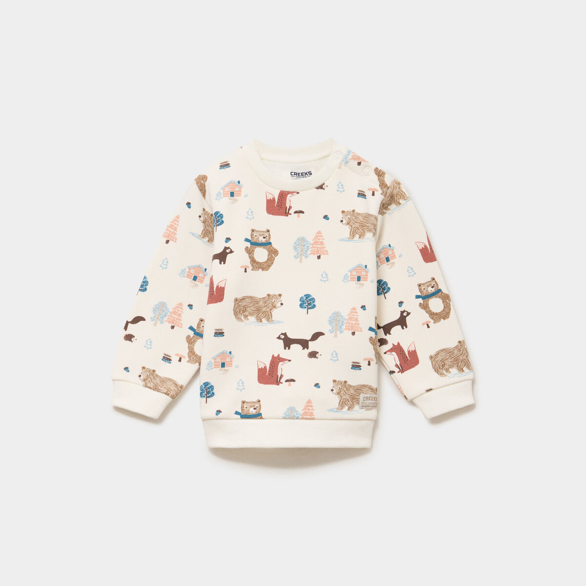 Sweat molletonn&eacute; boutons &eacute;paule ecru b&eacute;b&eacute; gar&ccedil;on