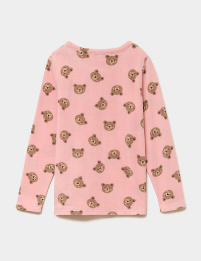 Ensemble pyjama 2 pi&egrave;ces micro polaire vieux rose fille