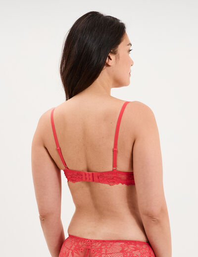 Soutien-gorge corbeille en dentelle rouge corail femme