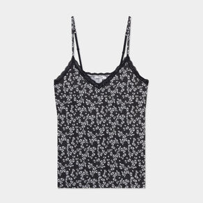 Haut de pyjama débardeur à bretelles noir femme