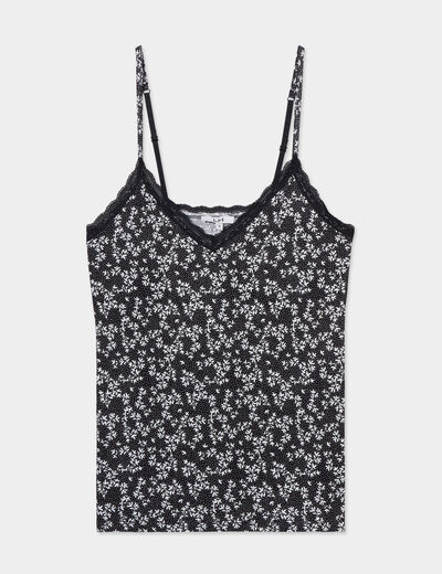 Haut de pyjama débardeur à bretelles noir femme