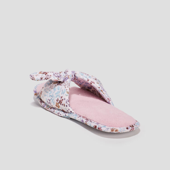 chaussons mules avec noeuds rose femme Chaussons mules avec noeuds rose femme