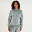 Haut de pyjama sweat polaire torsad&eacute; bleu gris femme